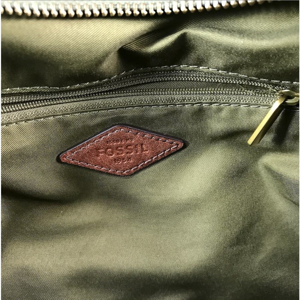 FOSSIL Cow Leather Rachel  Satchel Bag Olive Green Timeless Classic Office Retro - Picture 7 of 11